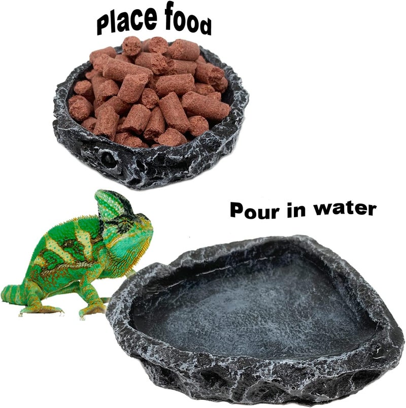CATENESS 2 Pack Reptile Feeding Dish Corner Bowl, Reptile Water Dish Food Bowl Feeding Terrarium Bowls for Bearded Dragon Lizard Frog Gecko Tortoise Hermit Crab - Image 2